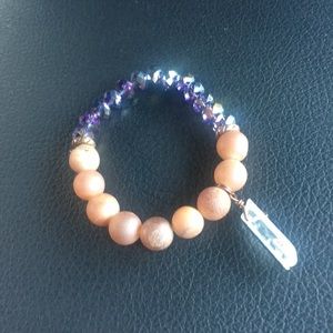 ❣️CLEARANCE❣️Bracelet Geode Purple Brown Stretchy